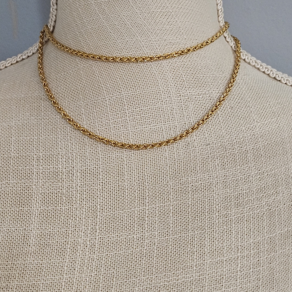 Long Gold Rope Chain Necklace - Picture 3 of 11